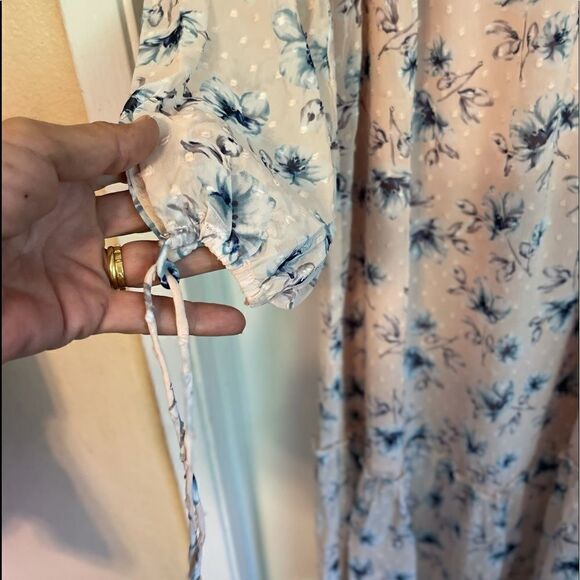 ANTHROPOLOGIE MOON RIVER Ruffle Cold Shoulder Floral Pink MIDI Dress.Size S - Picture 11 of 15